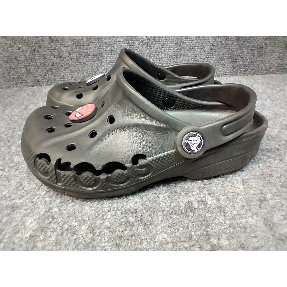 Crocs Kids Classic Clogs Black Mismatched Sizes J1 Spider-Man Batman Jibbitz